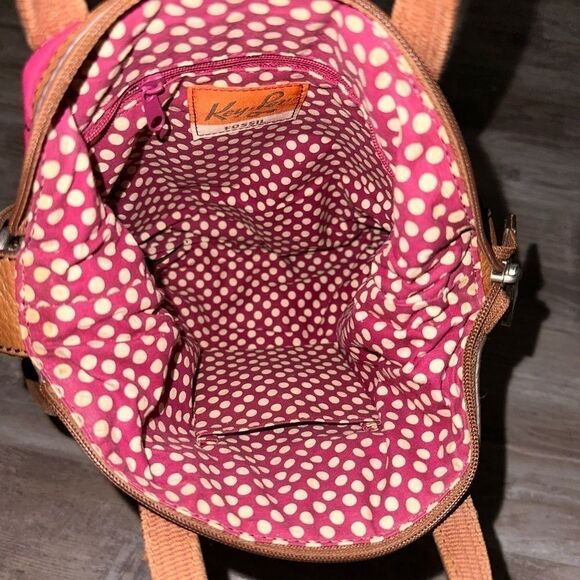 Fossil key-per red quilted crossbody tote bag EUC - Picture 13 of 16